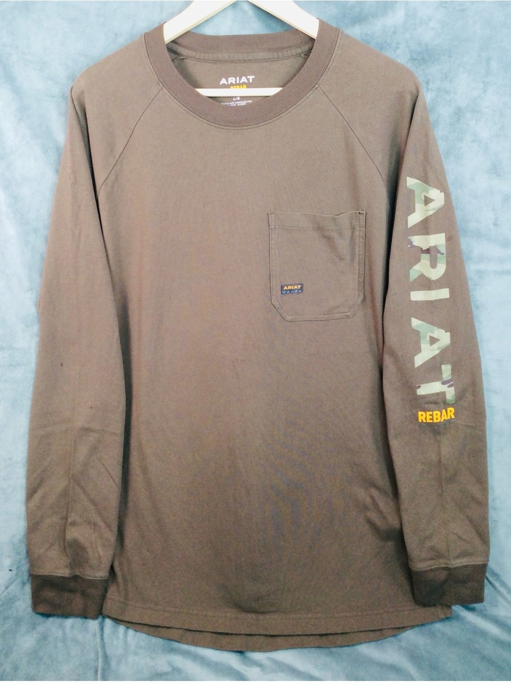 Ariat Brown Long Sleeve Pocket Tee with Sleeve Logo